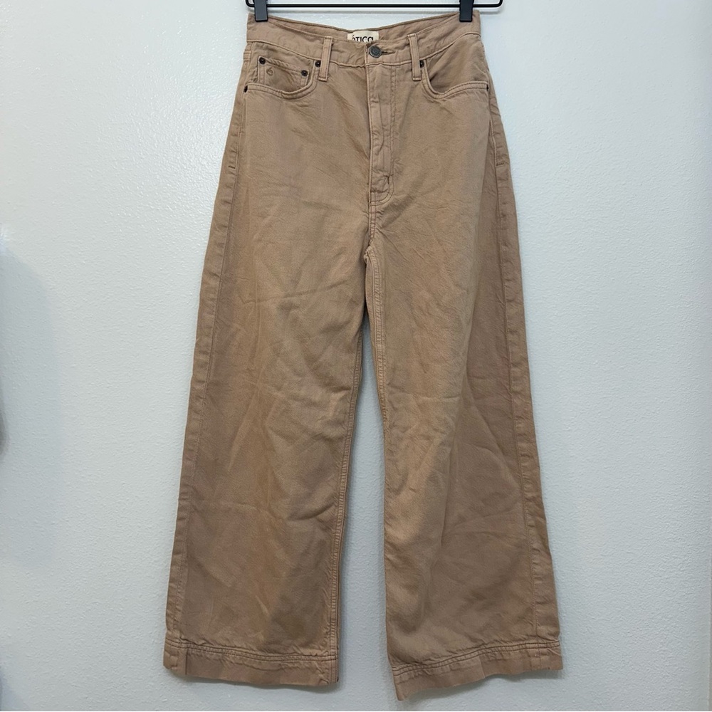 Etica Devon Wide Leg Crop‎ Jeans Khaki Size 26